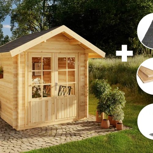 Eco Set - Gartenhaus Palma -imprägniert Gartenhaus Aus Holz In Braun, Holzhaus Mit 28 Mm Wandstärke Blockbohlenhaus - Alpholz