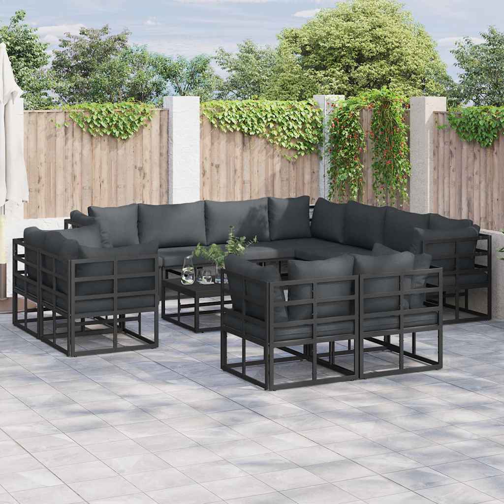 Garten-sofa-set Mit Kissen 11 Pcs Schwarz Aluminium Vidaxl Garten-sofa-set Mit Kissen 11 Pcs Schwarz Aluminium Vidaxl