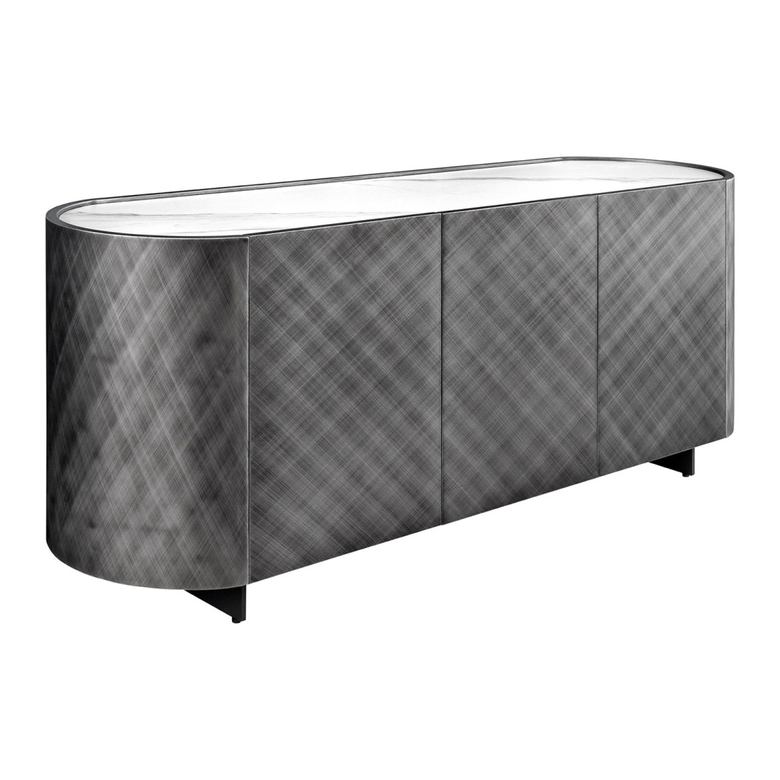 Buffet 150 Cm 3 Türen 1 Schublade Grau Und Weißer Marmor – Kollektion Milano
