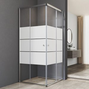 90x90x185cm Duschkabine Duschabtrennung Eckeinstieg Mit Doppel Schiebetüren 6mm Esg Glas Dusche Duschschiebetür, Milchglas