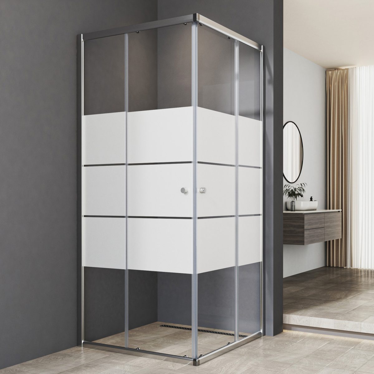 90x90x185cm Duschkabine Duschabtrennung Eckeinstieg Mit Doppel Schiebetüren 6mm Esg Glas Dusche Duschschiebetür, Milchglas 90x90x185cm Duschkabine Duschabtrennung Eckeinstieg Mit Doppel Schiebetüren 6mm Esg Glas Dusche Duschschiebetür, Milchglas