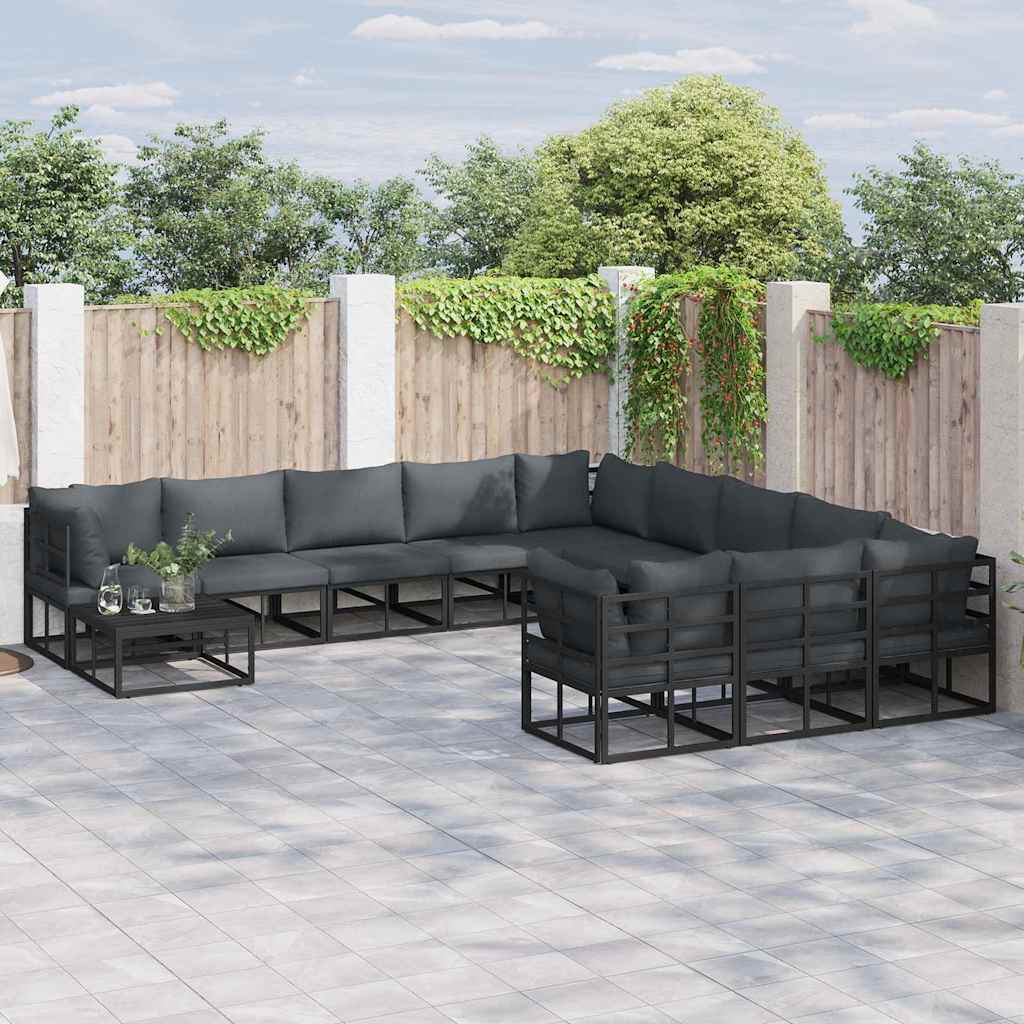 Garten-sofa-set Mit Kissen 12 Pcs Schwarz Aluminium Vidaxl Garten-sofa-set Mit Kissen 12 Pcs Schwarz Aluminium Vidaxl