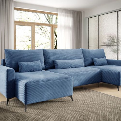 Wohnlandschaft Mit Schlaffunktion Silves Sofa U-form Stoff Poso Blau Wohnlandschaft Mit Schlaffunktion Silves Sofa U-form Stoff Poso Blau