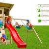 Spielturm BEACH HUT mit Rutsche + Doppelschaukel + Kletterwand Grün 150 m