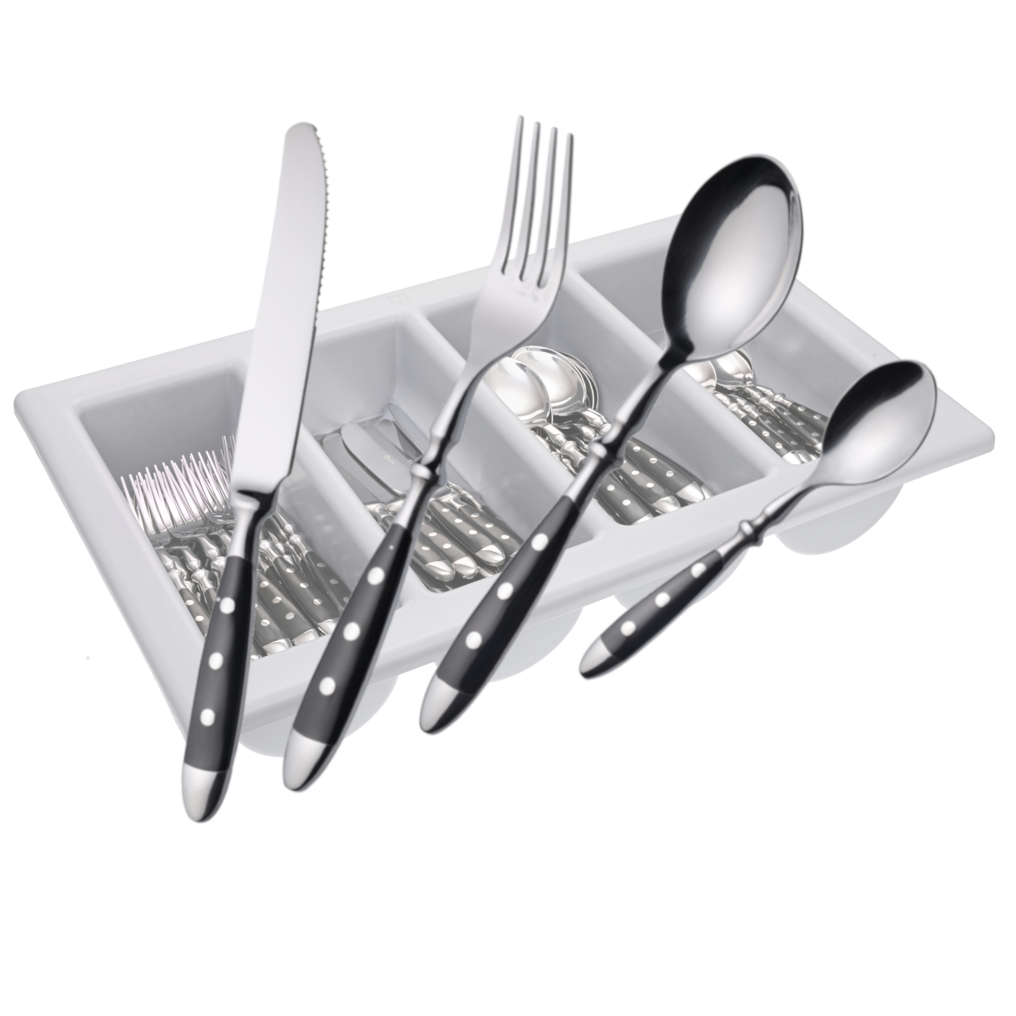 Besteckkasten Nürnberg, 48-teilig, 12 Personen, Edelstahl, schwarzer Griff Besteckkasten Nürnberg, 48-teilig, 12 Personen, Edelstahl, schwarzer Griff