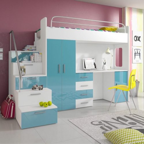 DOPPELSTOCKBETT STOCKBETT BLAU BETT KINDERZIMMER ETAGENBETT MIT SCHREIBTISCH DOPPELSTOCKBETT STOCKBETT BLAU BETT KINDERZIMMER ETAGENBETT MIT SCHREIBTISCH