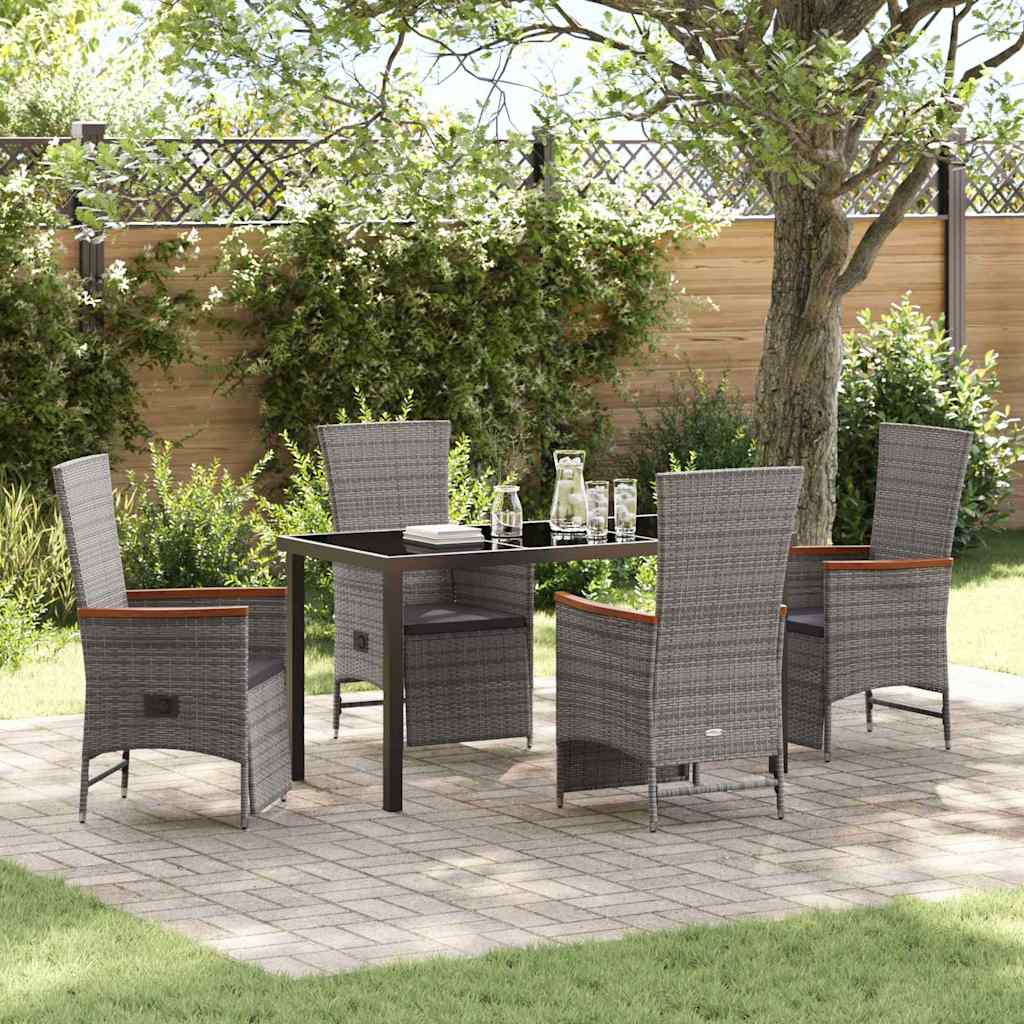 Garten Essgruppe Mit Kissen 5 Pcs Grau Poly Rattan Vidaxl