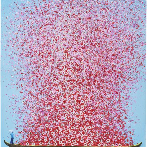 Bild Touched Flower Boat Blau Pink 80x100cm