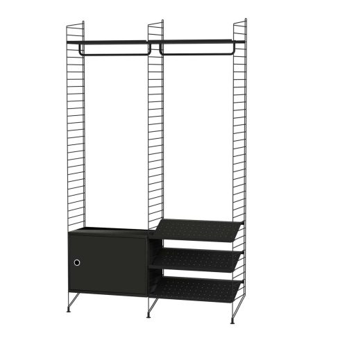 Schmale Garderobenwand funktional Schwarz Esche gebeizt Schmale Garderobenwand funktional Schwarz Esche gebeizt