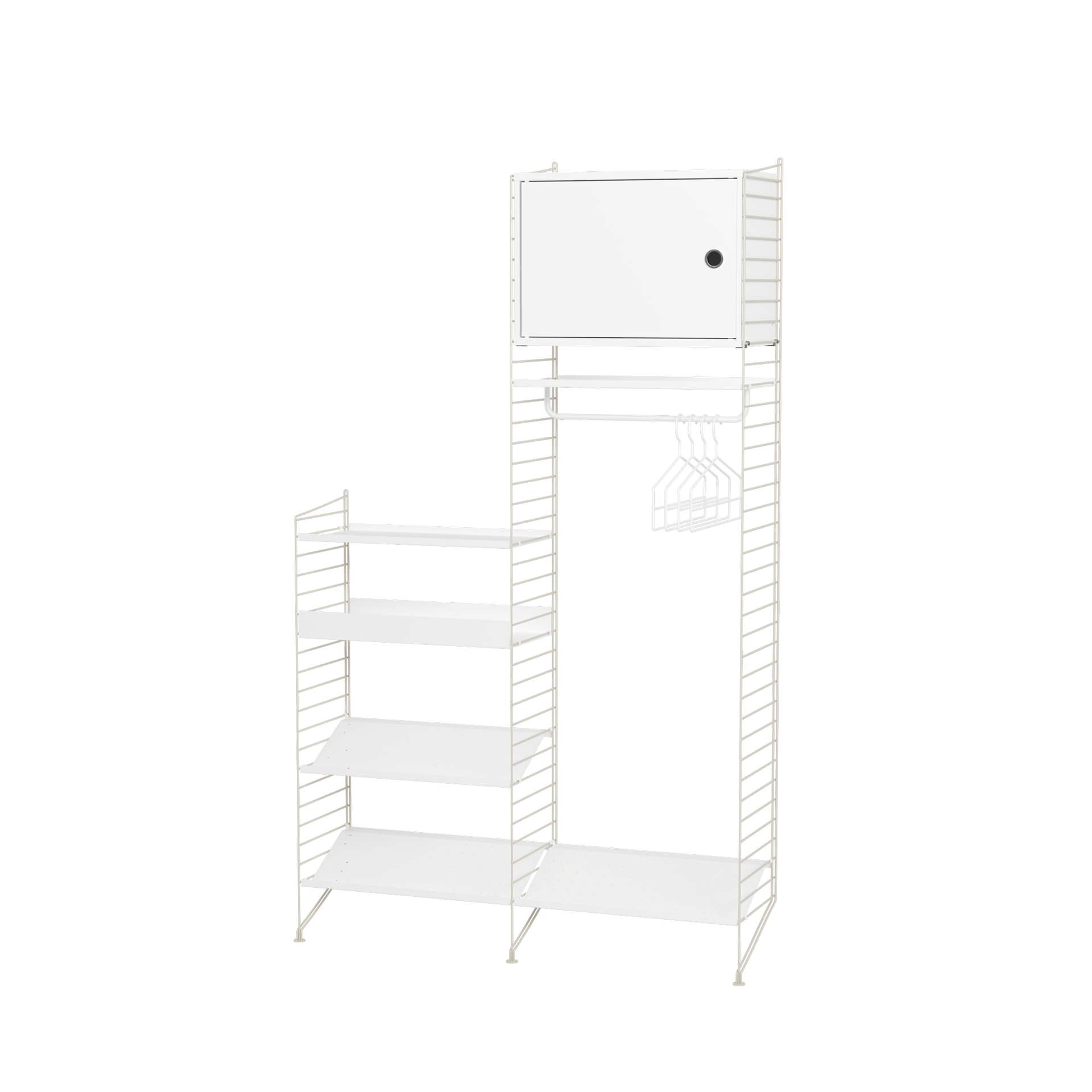 Design Standgarderobe mit Hängeschrank Weiß/Beige Weiß Design Standgarderobe mit Hängeschrank Weiß/Beige Weiß