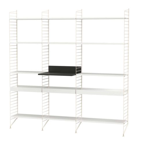 Regalwand mit Medienablage Beige Weiß Regalwand mit Medienablage Beige Weiß