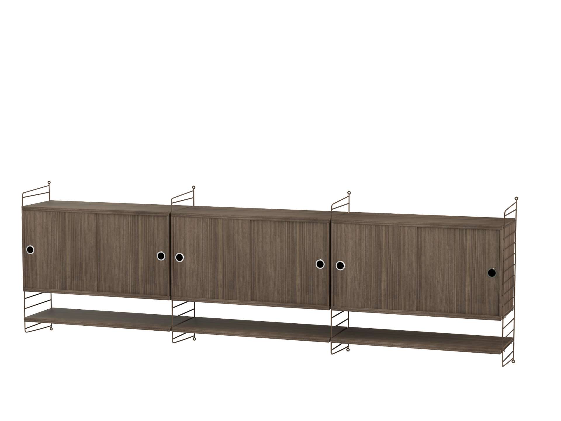 Sideboard wandmontage mit Regalböden Braun Walnuss