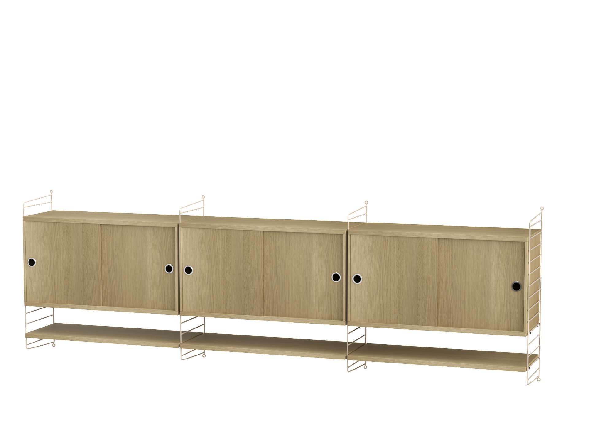 Sideboard wandmontage mit Regalböden Beige Eiche