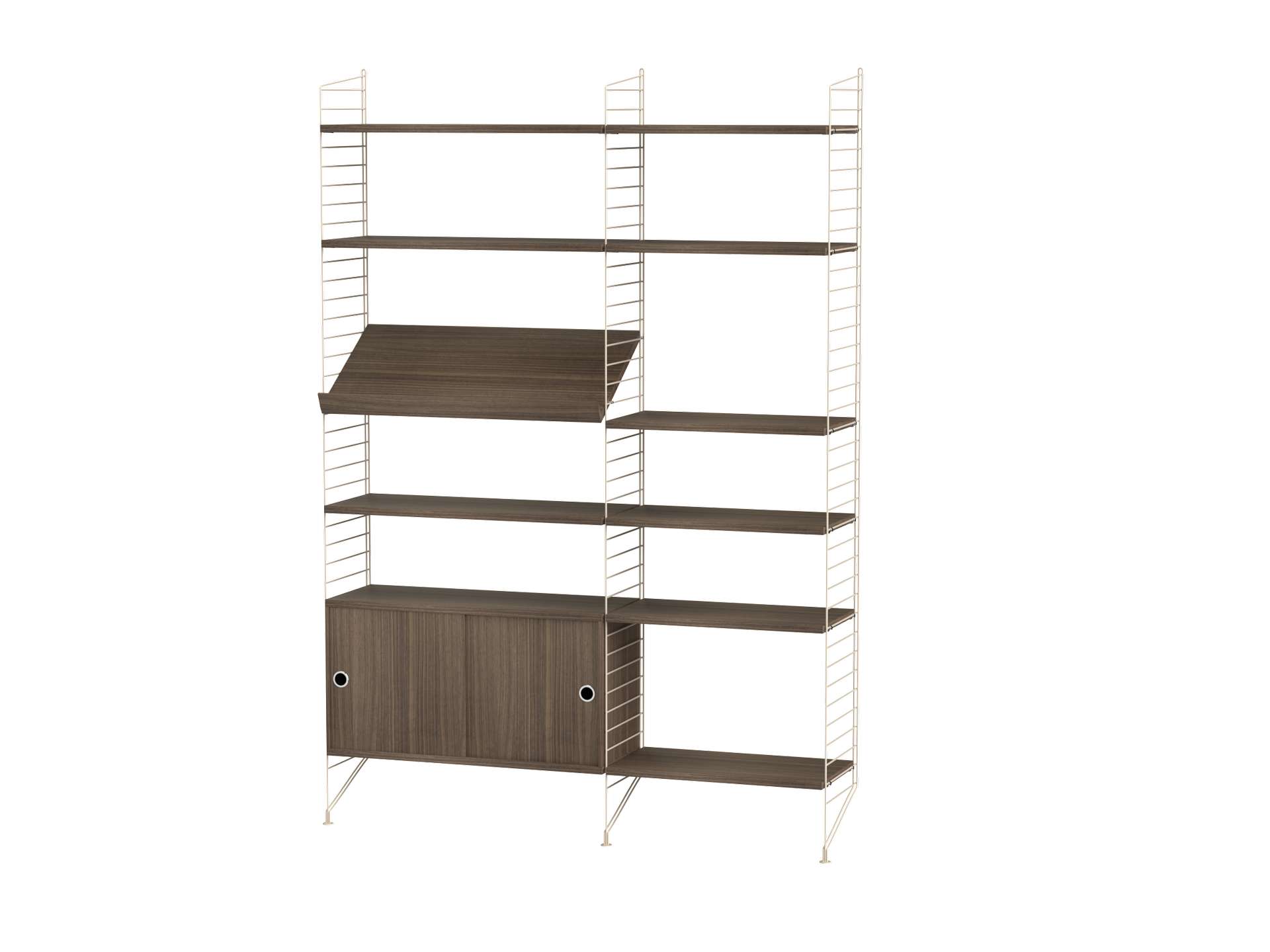 Funktionales Standregal mit Schrank Beige Walnuss - Gallery 1 Funktionales Standregal mit Schrank Beige Walnuss