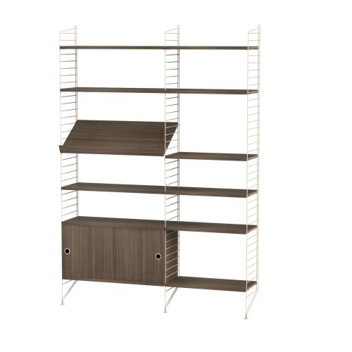 Funktionales Standregal mit Schrank Beige Walnuss Funktionales Standregal mit Schrank Beige Walnuss