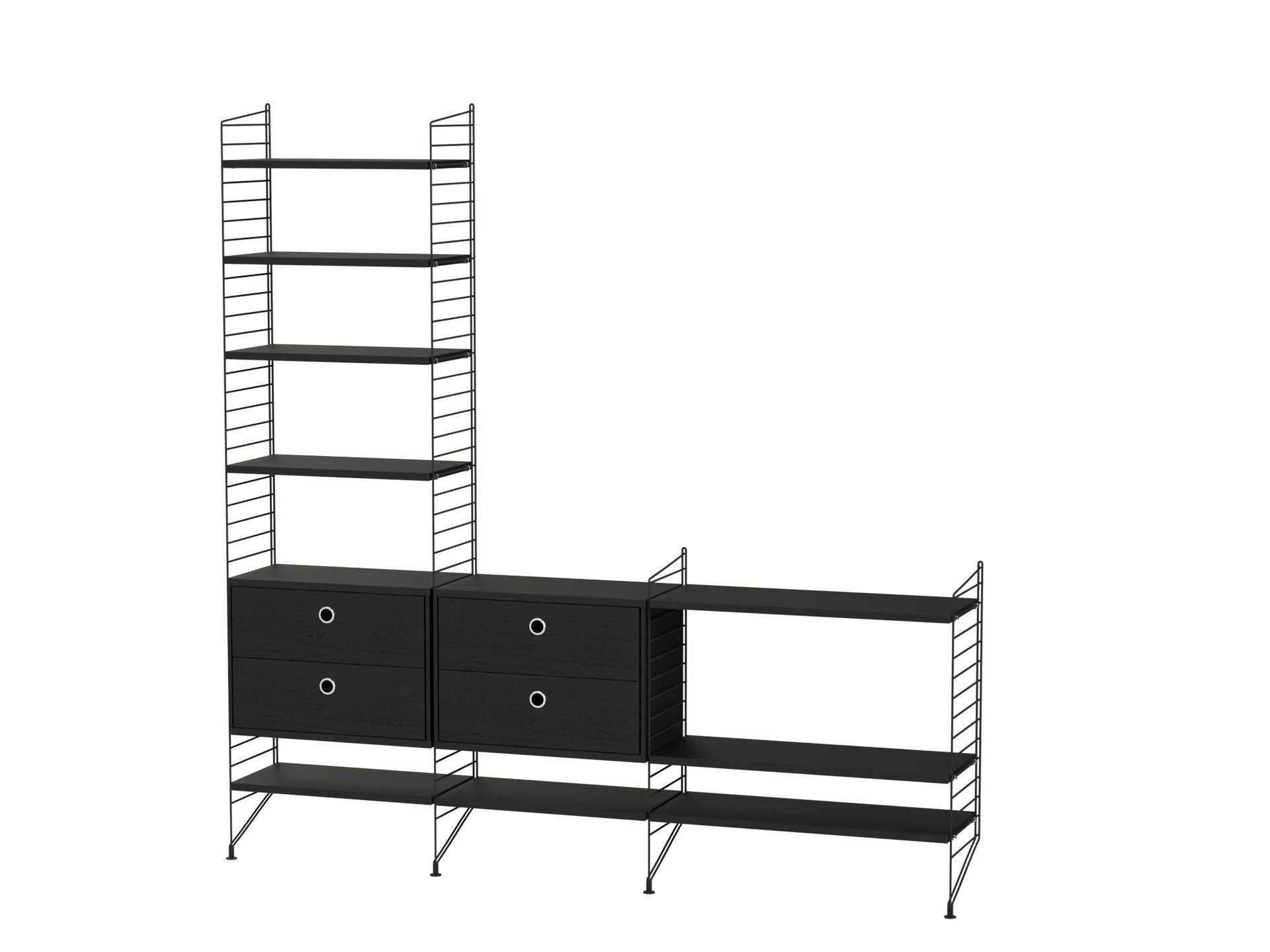 Sideboard Regal Kombination Schwarz Esche gebeizt