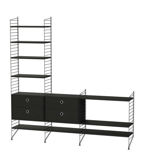 Sideboard Regal Kombination Schwarz Esche gebeizt