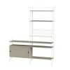 Standregal mit Kommode und Ablagen Weiß Beige Standregal mit Kommode und Ablagen Weiß Beige