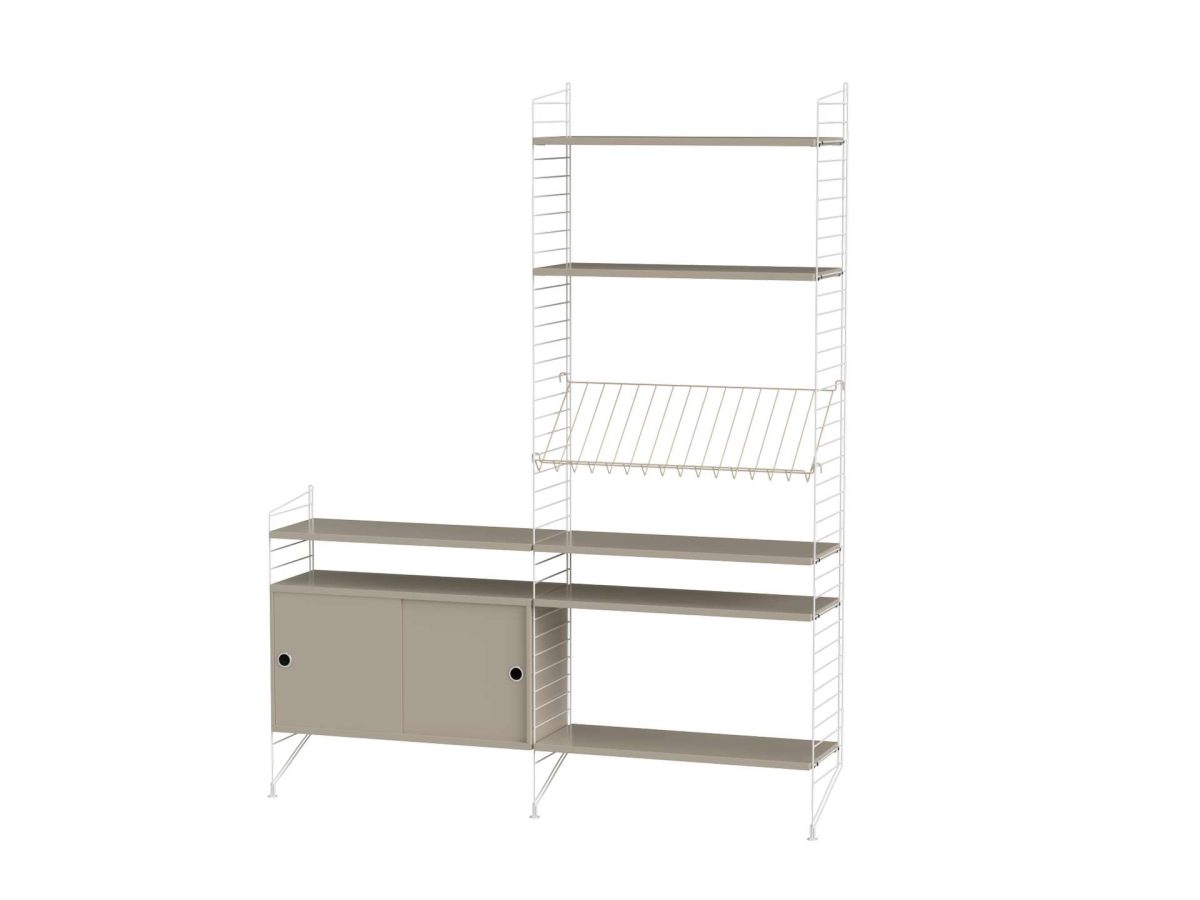 Standregal mit Kommode und Ablagen Weiß Beige Standregal mit Kommode und Ablagen Weiß Beige