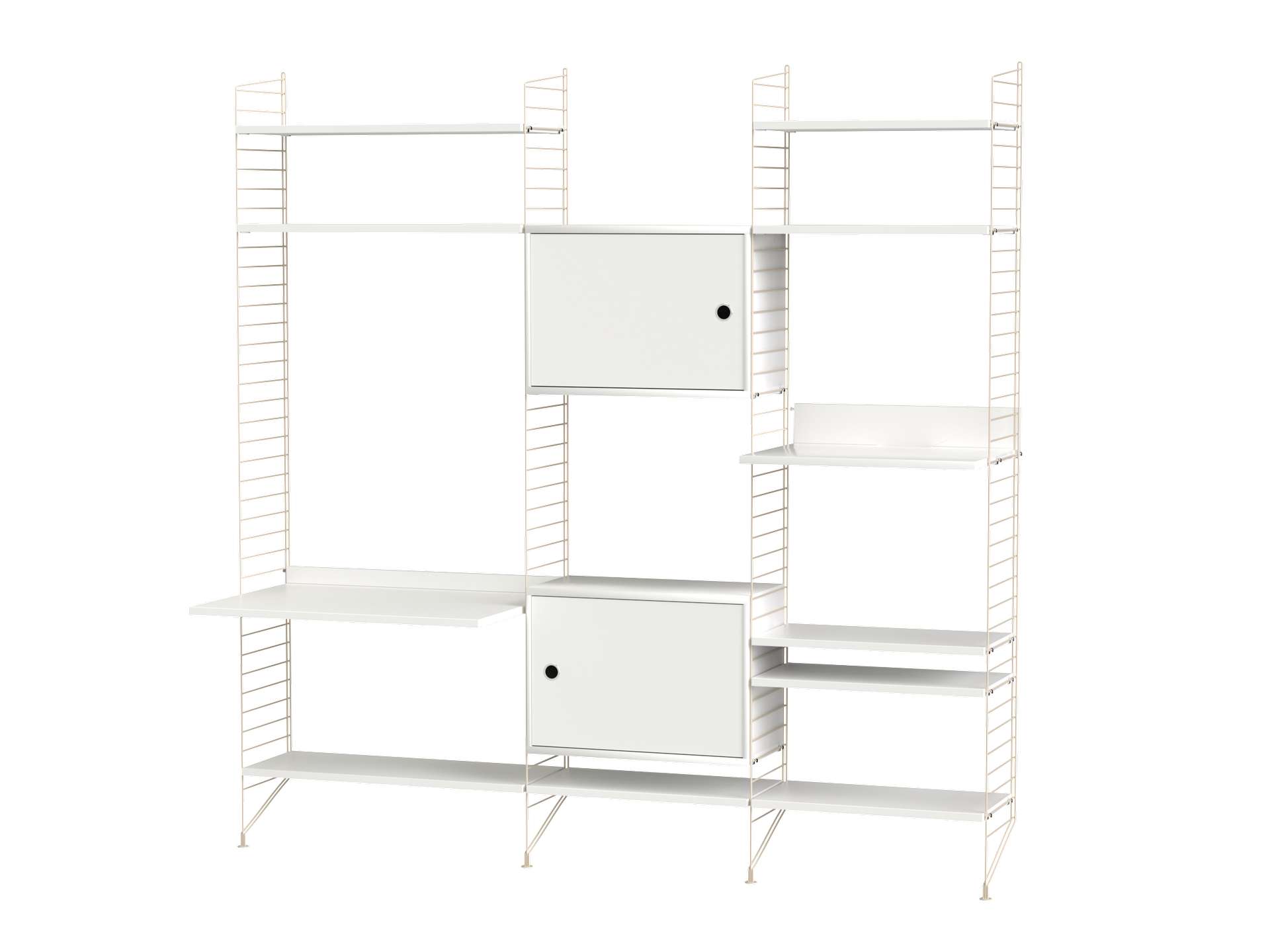 Regalwand mit Arbeitsplatz Weiß/Beige