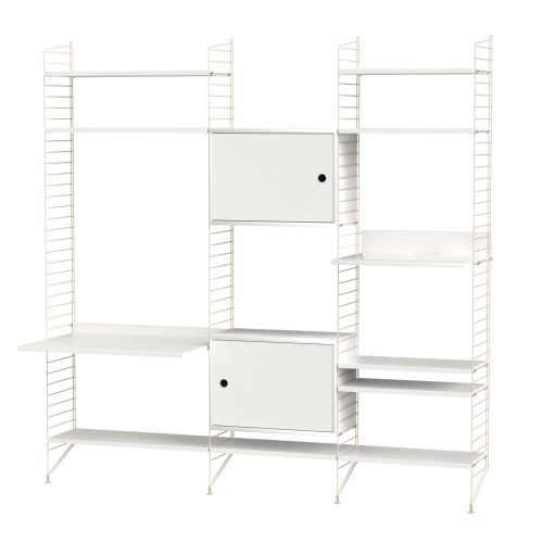 Regalwand mit Arbeitsplatz Weiß/Beige
