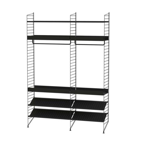 Regalwand mit Schuhregal und Kleiderstange Schwarz