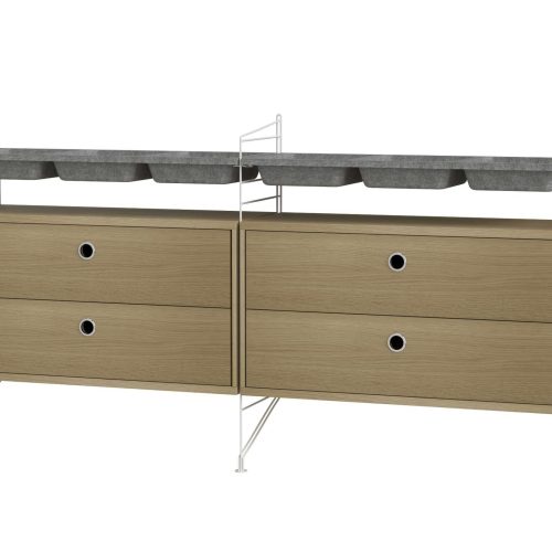 Sideboard mit Schubladen und Aufbewahrungseinsätzen Eiche/Weiß Sideboard mit Schubladen und Aufbewahrungseinsätzen Eiche/Weiß