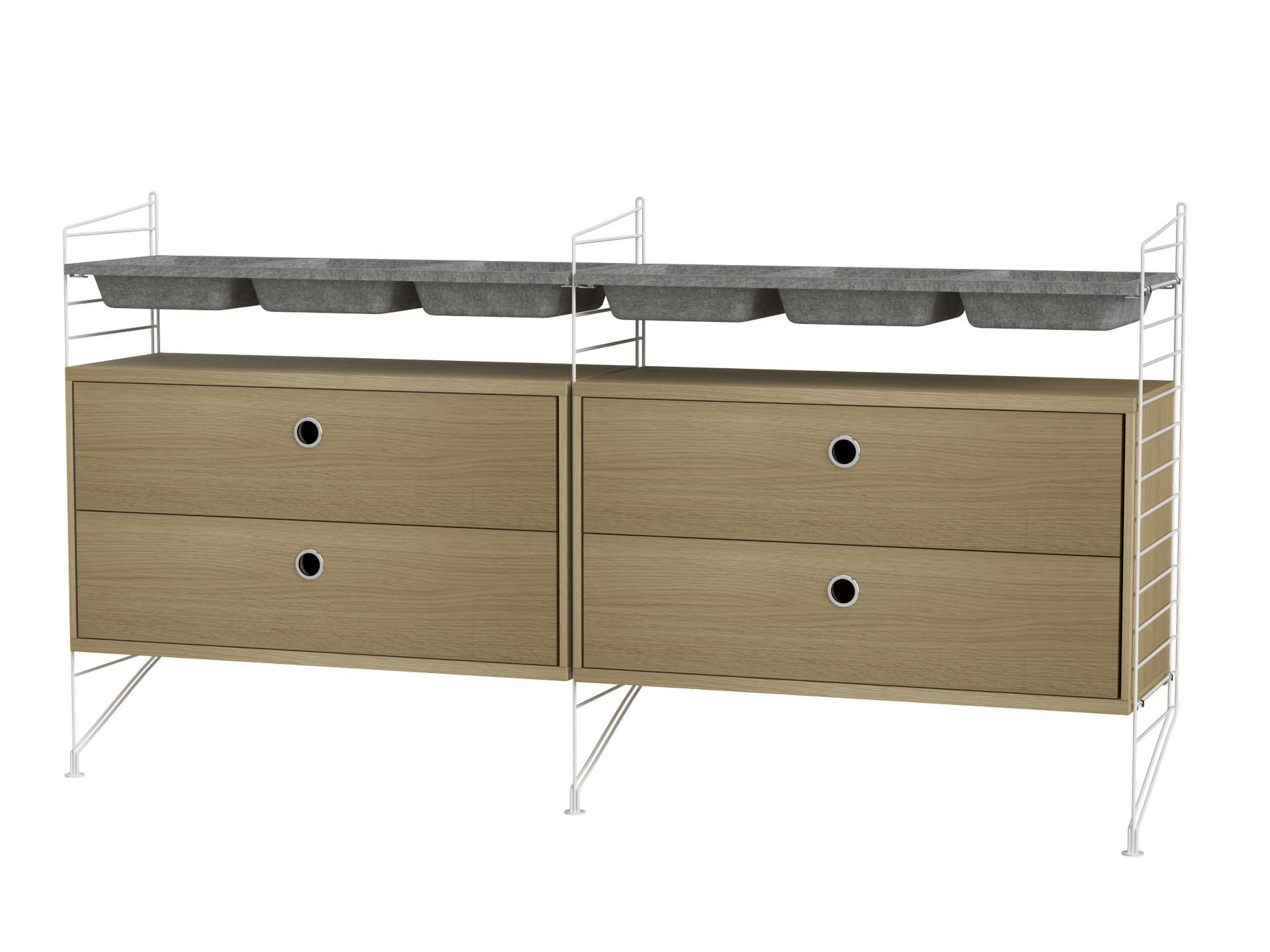 Sideboard mit Schubladen und Aufbewahrungseinsätzen Eiche/Weiß