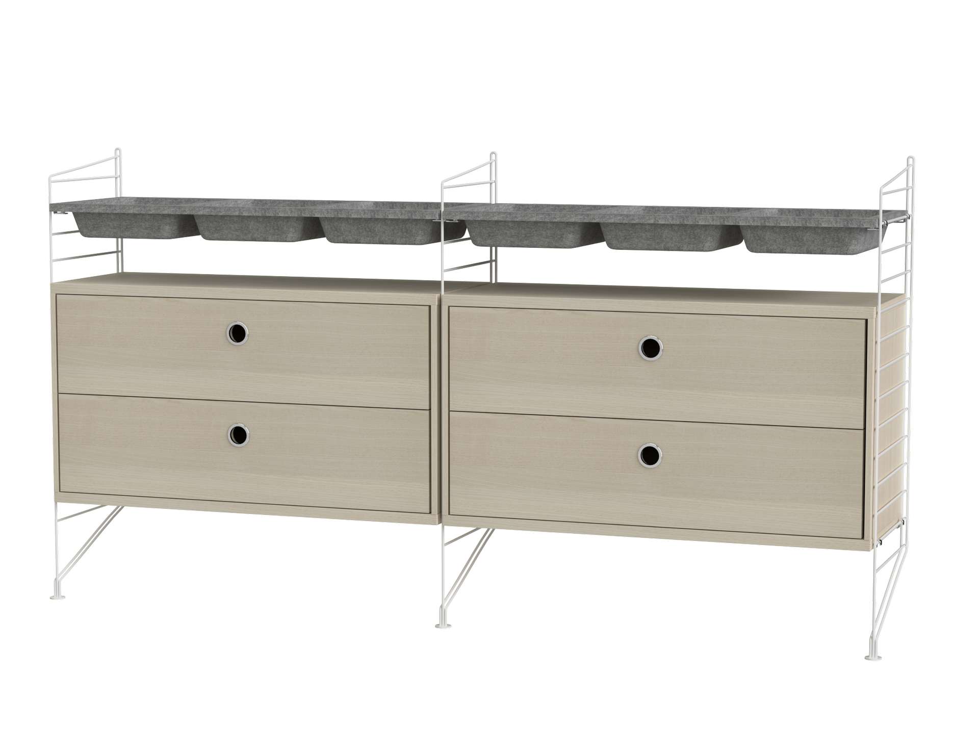Sideboard mit Schubladen und Aufbewahrungseinsätzen Esche/Weiß