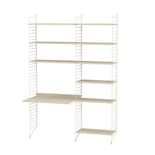 Funktionales Standregal mit Schreibtisch Beige Esche Funktionales Standregal mit Schreibtisch Beige Esche