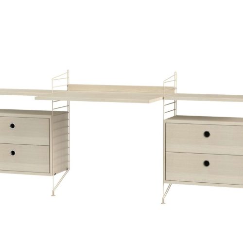 Schreibtisch mit Schubladen Beige Esche