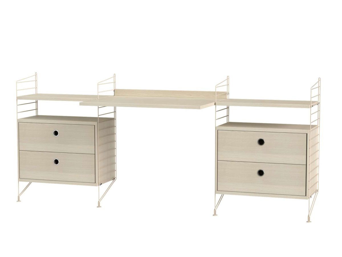 Schreibtisch mit Schubladen Beige Esche