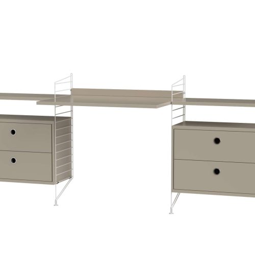 Schreibtisch mit Schubladen Weiß Beige