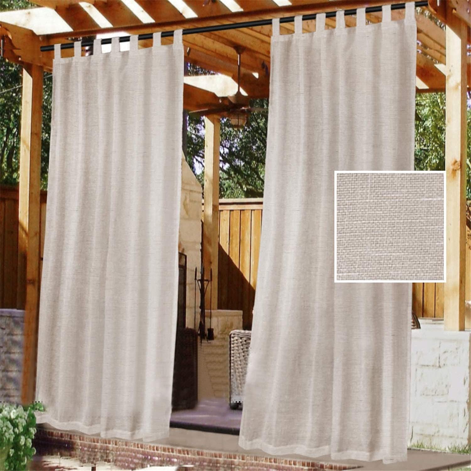 Markise Für Den Außenbereich Mit Oberer Schlaufe – 2er-set. Wasserdichter Verdunkelungsvorhang, Klettverschluss, Für Pergola, Pavillon, Terrasse, Pavillon, H240 X B132 Cm, Natur Markise Für Den Außenbereich Mit Oberer Schlaufe – 2er-set. Wasserdichter Verdunkelungsvorhang, Klettverschluss, Für Pergola, Pavillon, Terrasse, Pavillon, H240 X B132 Cm, Natur