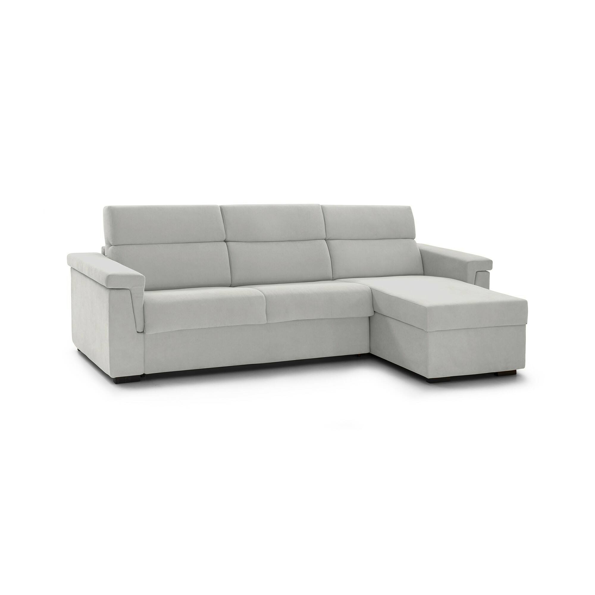 Sofa Mit Halbinsel Cintano, Ecksofa Für Wohnzimmer, Gepolstert, Abnehmbarer Bezug, 100 % Made In Italy-qualität, 285x160 H100 Cm, Hellgrau - Dmora