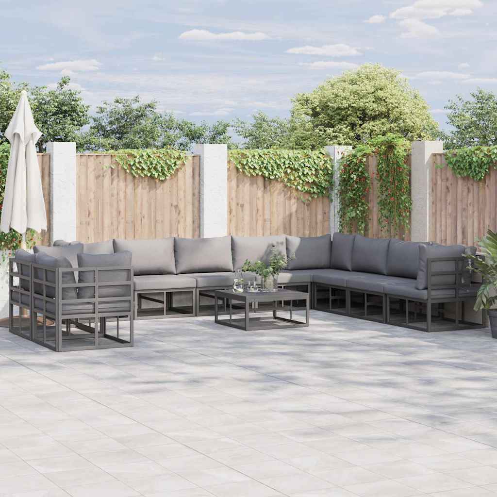 Garten-sofa-set Mit Kissen Schwarz Aluminium Vidaxl