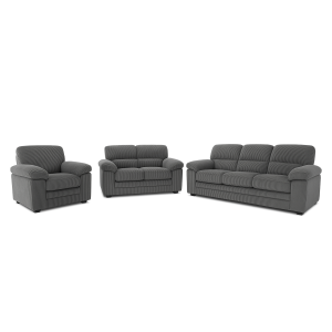 Dunkelgraue Cord-sofagarnitur + 2-sitzer + Sessel Lincoln
