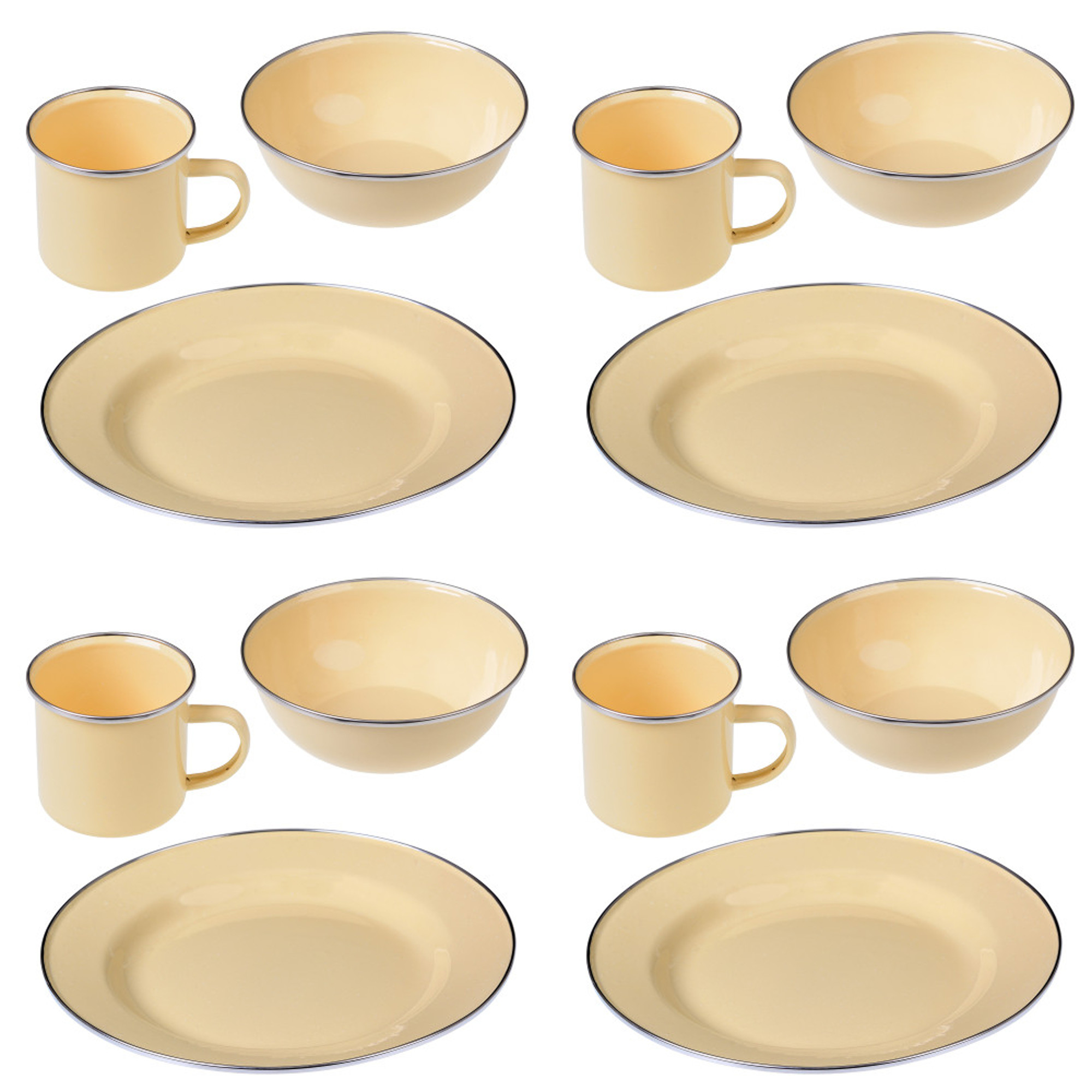Camping Geschirr Set 4 Personen gelb Camping Geschirr Set 4 Personen gelb