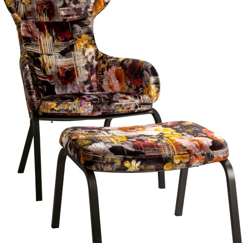 Stern Stan Sessel mit Hocker schwarz matt / Flower Stern Stan Sessel mit Hocker schwarz matt / Flower