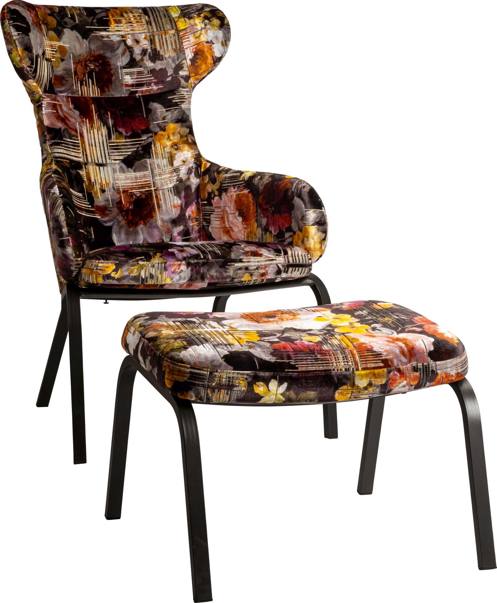 Stern Stan Sessel mit Hocker schwarz matt / Flower Stern Stan Sessel mit Hocker schwarz matt / Flower