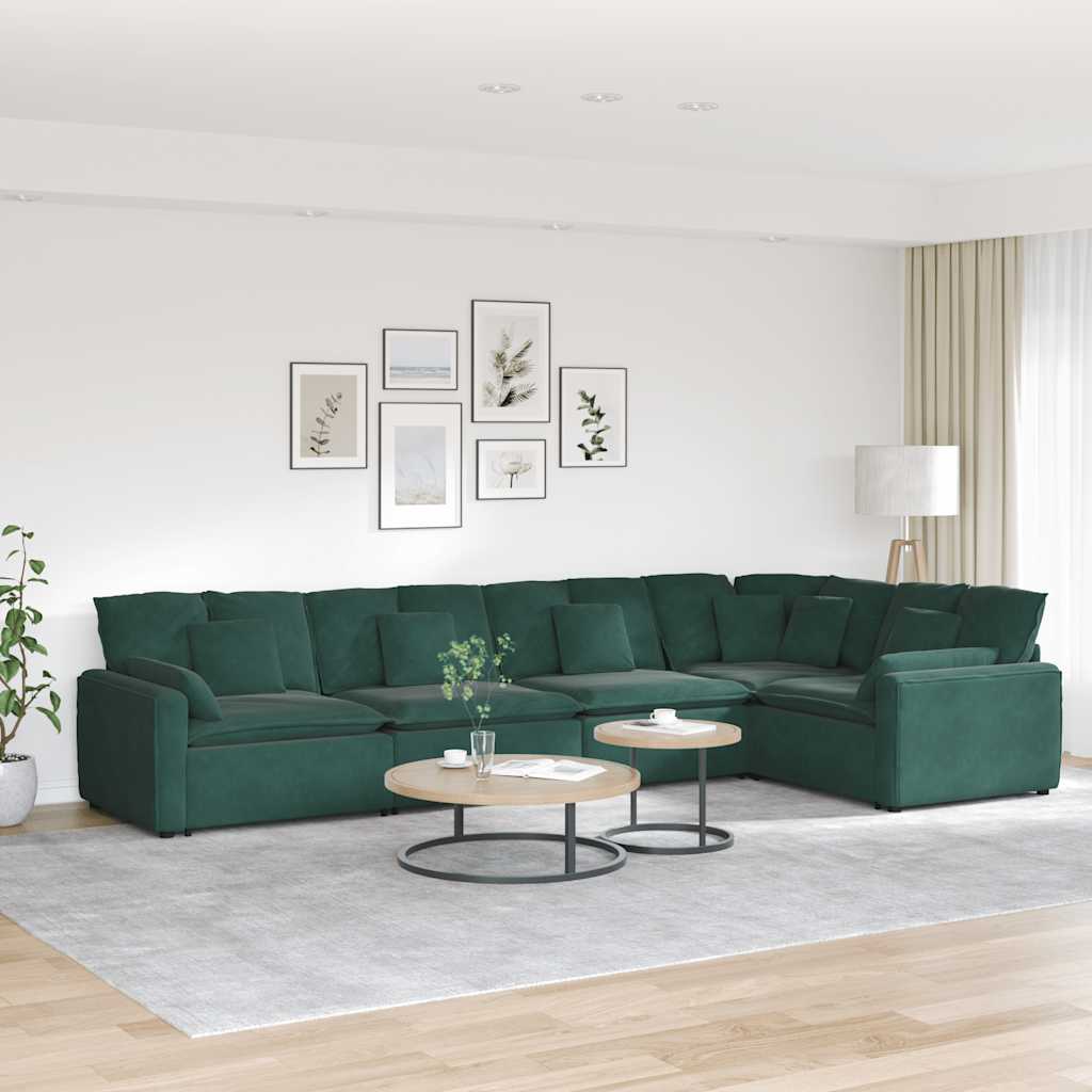 Vidaxl - Modulares Sofa Mit Kissen Samt Dunkelgrün Vidaxl - Modulares Sofa Mit Kissen Samt Dunkelgrün