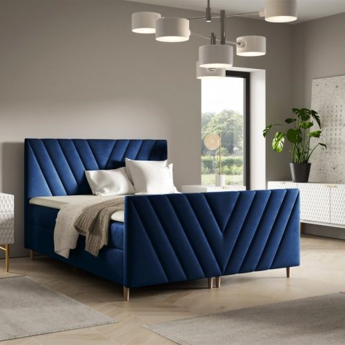 Fun Moebel - Boxspringbett Schlafzimmerbett Carlito Premium 200x200cm Stoff Fresh Dunkelblau Fun Moebel - Boxspringbett Schlafzimmerbett Carlito Premium 200x200cm Stoff Fresh Dunkelblau