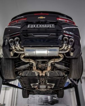 FOX Sportauspuff passend für Chevrolet Camaro - A1XC Endschalldämpfer quer Ausgang rechts/links mit 2 Abgasklappen - 2x100 Typ 25