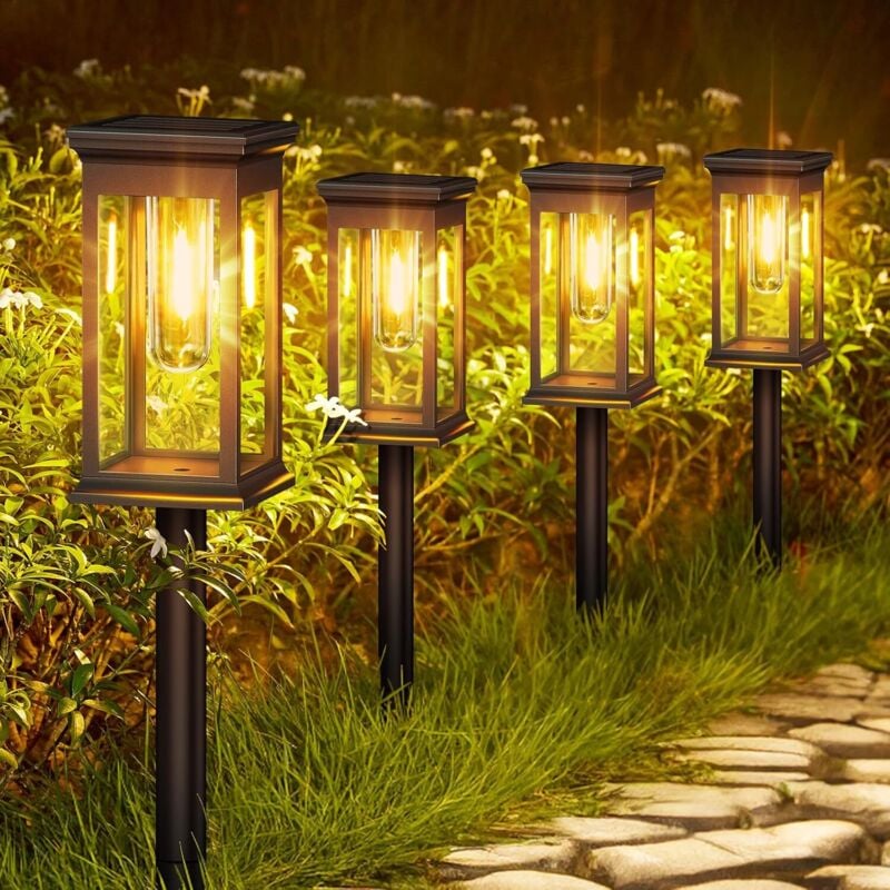 6er-set Solar-gartenleuchten, Klassische Solarleuchten Für Den Außenbereich Mit Warmweißen Glühbirnen, Wasserdichte Solarleuchten Mit Automatischer Ein-/ausschaltfunktion, Für Den Garten, Geschenkidee