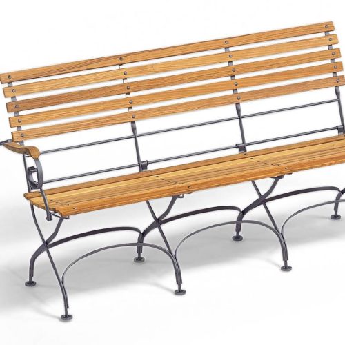 Klappbare 3-Sitzer Bank Classic mit Armlehnen graphitgrau