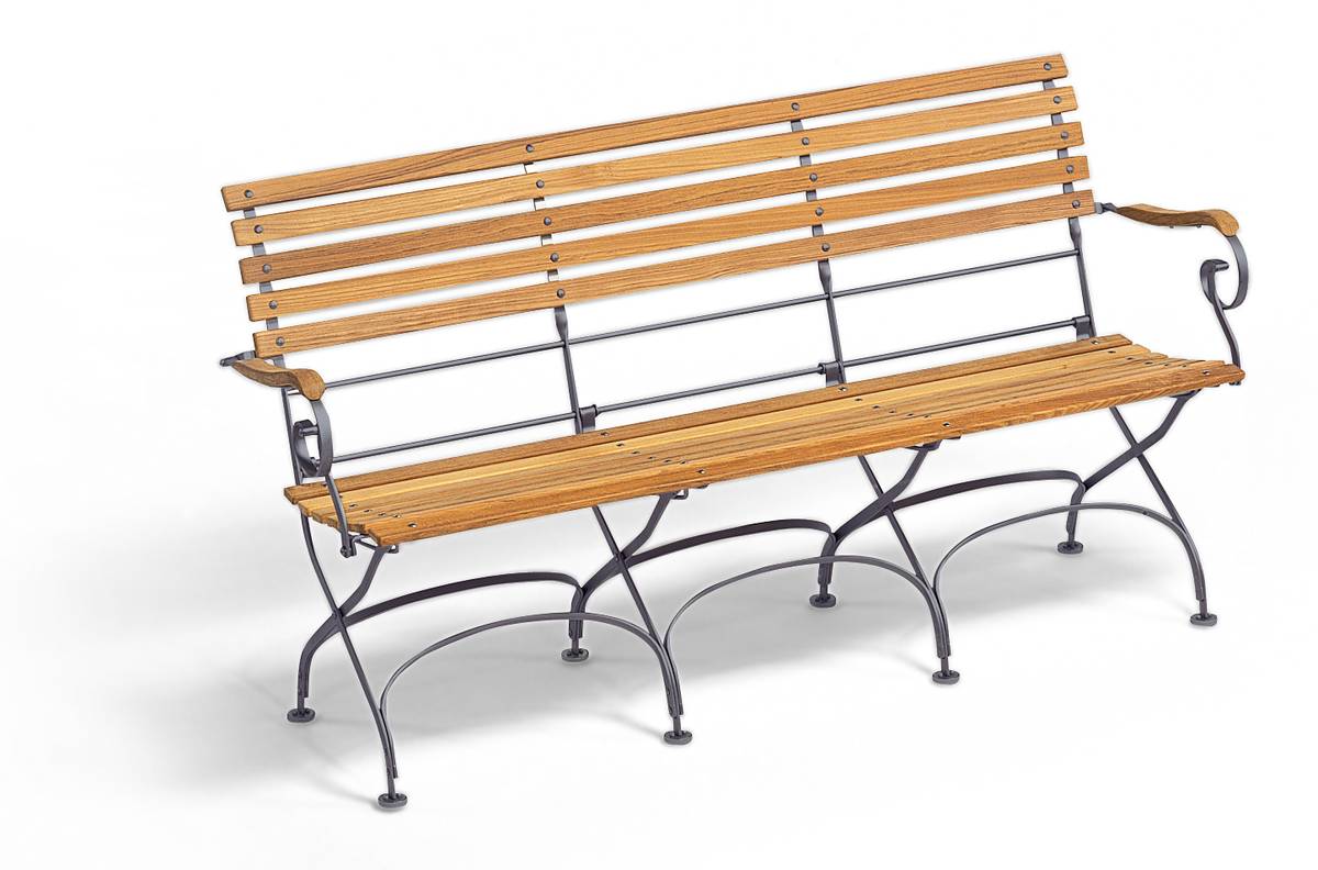 Klappbare 3-Sitzer Bank Classic mit Armlehnen graphitgrau