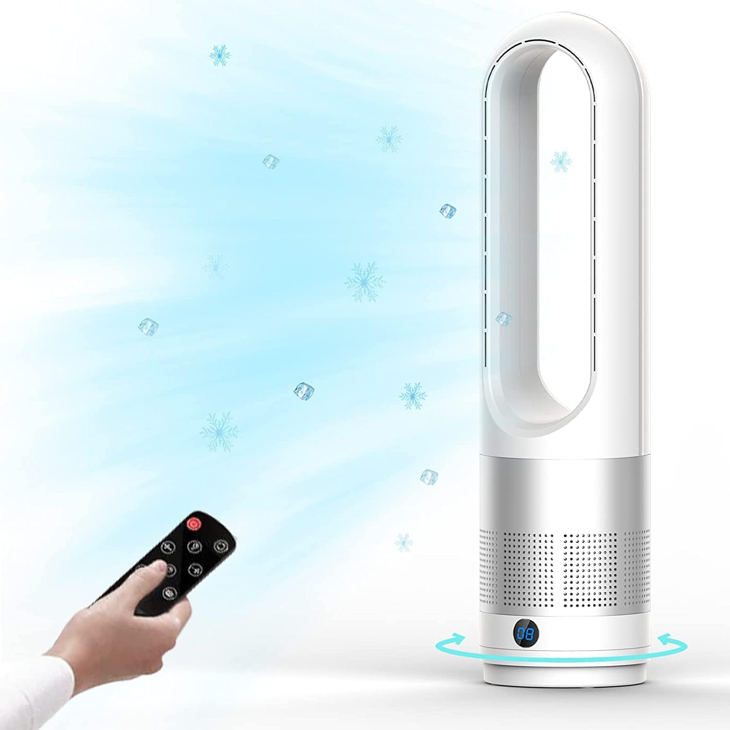 22 Zoll Flügelloser Turmventilator, 80° Oszillierender Standventilator Mit Fernbedienung, Led-anzeige Und Automatischer Abschaltung, Tragbarer Leiser Ventilator Für Schlafzimmer, Zuhause Und Büro