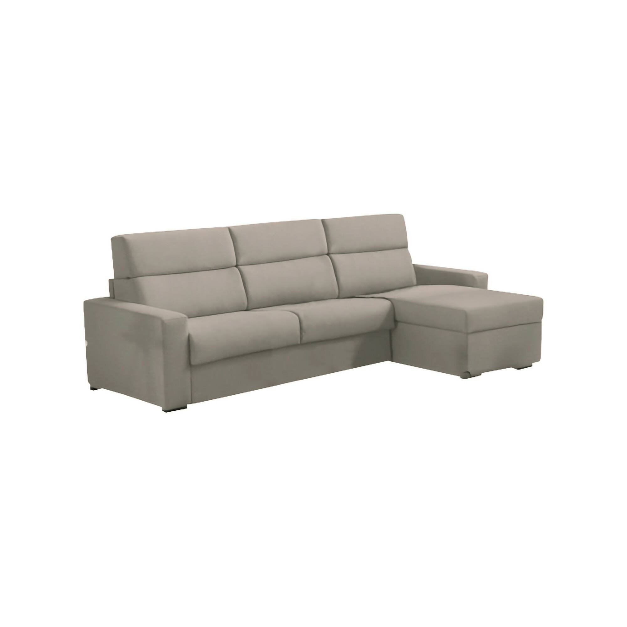 Schlafsofa Mit Halbinsel Pusiano, Verwandelbares Ecksofa Für Das Wohnzimmer, Gepolstert, Abnehmbar, 100 % Made In Italy, 280x160 H100 Cm, Taube - Dmora