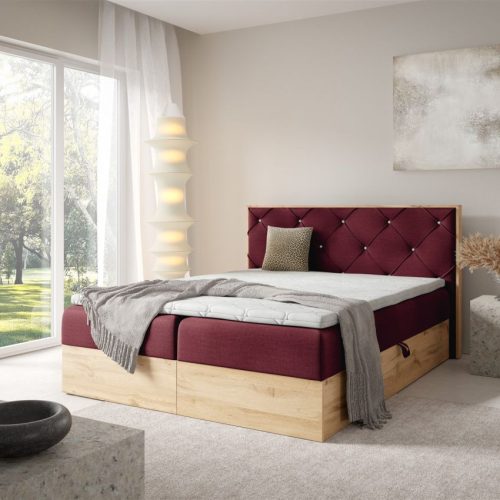 Fun Moebel - Boxspringbett Schlafzimmerbett Helios 180x220cm In Stoff Rouge Bordeauxrot Fun Moebel - Boxspringbett Schlafzimmerbett Helios 180x220cm In Stoff Rouge Bordeauxrot