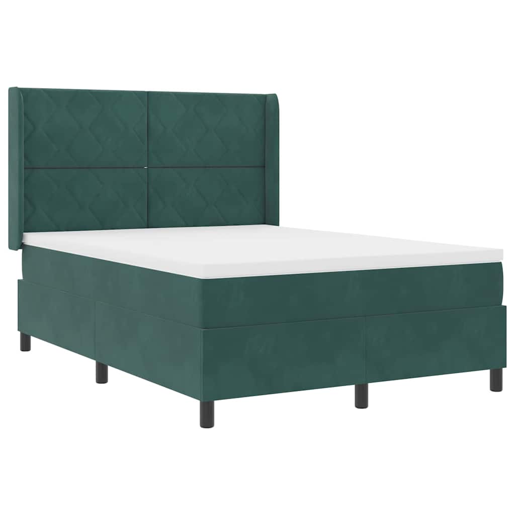 Led Boxspringbett Mit Matratze Grün 140 X 190 Cm Samt Vidaxl